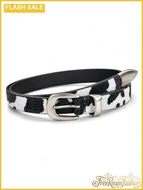 Western Cow Print Belt Denim Adjustable Metal Buckle